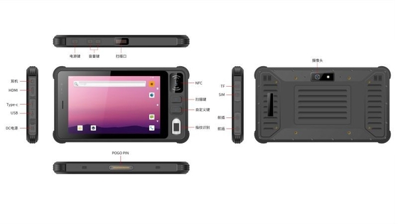 8匹のインチの小型険しい人間の特徴をもつタブレットの第2走査器HDMI 1000のNitの表示