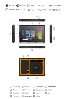 IP67 8インチのタブレットの険しいPC HD Sunglight読解可能な800×1280スクリーン